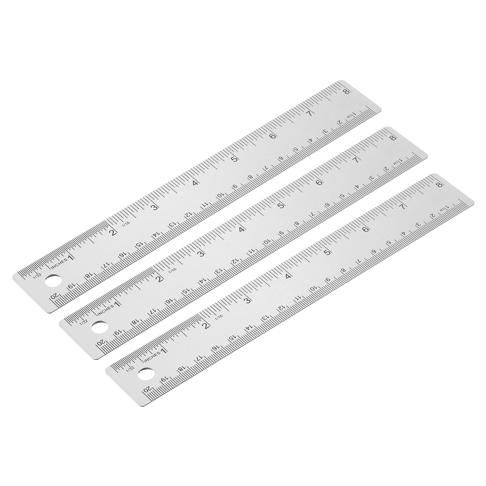 PATIKIL 12 Inch Stainless Steel Ruler Straight Edge Ruler, 3 Pcs Cork Backing Non-Slip Metal Ruler with Inches Centimeter Metric Measuring Tools for Office