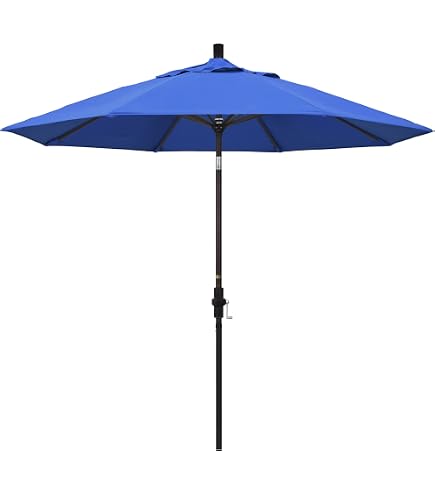 9-foot round solar aluminum patio umbrella in chino Amazon.com: California Umbrella 9' Round Aluminum Outdoor Deck, Pool or Patio  Umbrella, Crank Lift, Auto Tilt, Bronze Pole, Royal Blue : Clothing, Shoes  & Jewelry