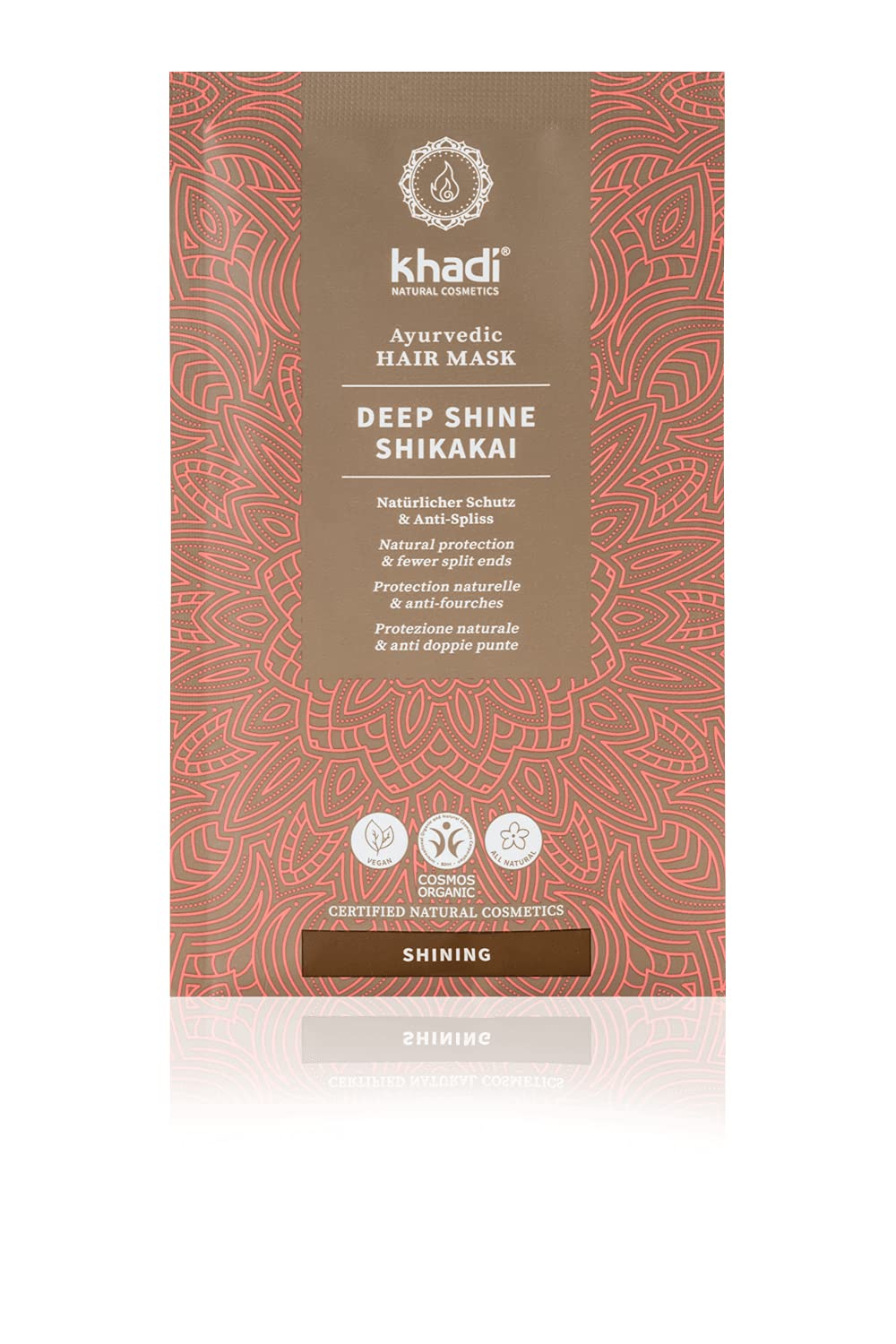 khadi DEEP SHINE SHIKAKAI Ayurvedic hair mask, radiant shine, rich moisture & smoothing protection for split ends, 100% natural, vegan, silicone & sulfate-free, certified natural cosmetics, 50g