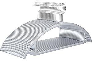MIZGI Premium Plastic Hangers (Pack of 50) Heavyduty- Gray No Shoulder Bump Suit Hangers - Space Saving Clothes Hangers,Rounded Hanger for Coat,Sweater,Jackets,Pants