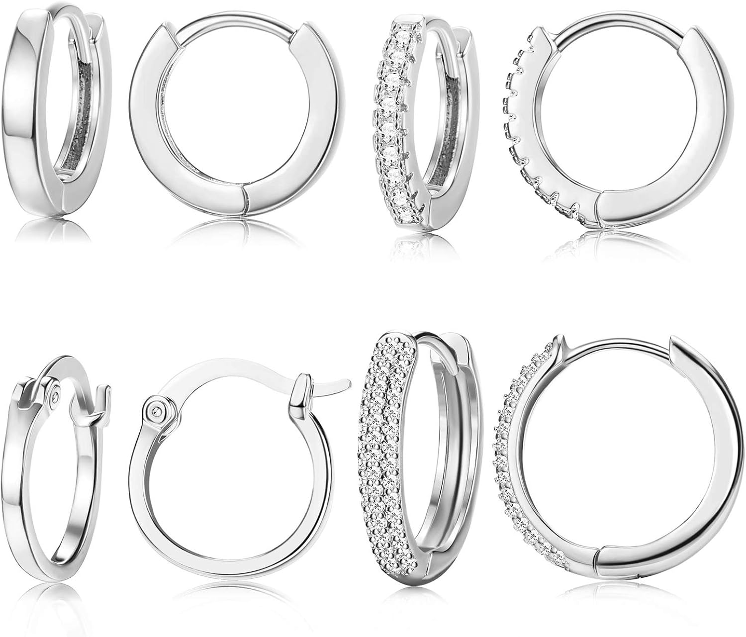 MBAIYO Creolen Set 4 Paare - Hypoallergen Edelstahl Hoop Ohrringe 60mm