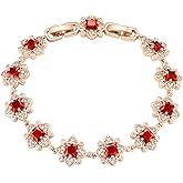 TIMEMATRIX Blue/Green/Red/White Rhinstones Gold Clover Bracelet for Women