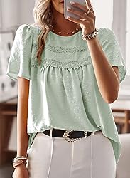 Falechay Plus Size Tops for Women Swiss Dot Solid
