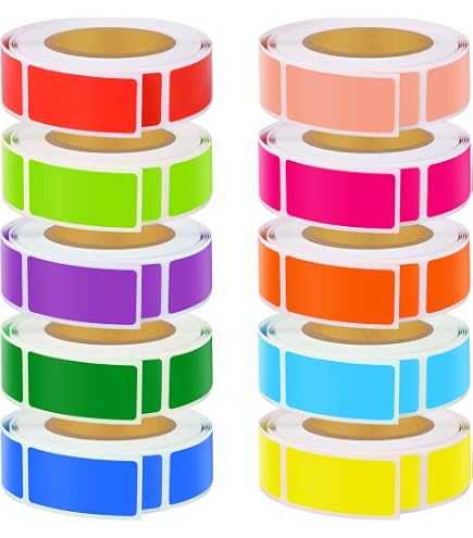 13 Sheets Rectangular Coloured Stickers Kit 2600 Pcs Self-Adhesive Easy