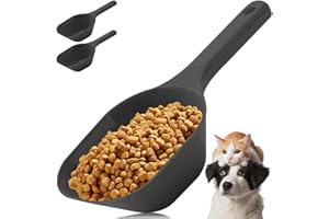 Aosnare 2 PACK Dog Food Scoop,1 Cup Capacity Pet Food Scoop With Measuring Lines For Dog, Puppy and Cat (Black)