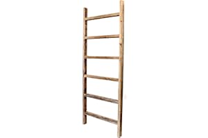 BARNWOODUSA LLC BARNWOODUSA Rustic Blanket Ladder - 100% Upcycled Wood (72" x 18" x 1.5", Weathered Gray)