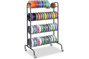 AHOWPD 3D Printer Filament Storage Rack - 4 Tier Rolling Filament Spool Holders Racks with Wheels, Heavy Duty Metal Shelf for PLA/ABS/TPU, Filaments Organzied for 3D Printing Studio, Office Workshop