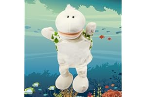 Easfan Turtle Hand Puppet Soft Animal Plush Toy with Movable Mouth Interactive Storytelling Cute Toys Creativity and Imagination Christmas Birthday Gift for Toddlers Kids,12''