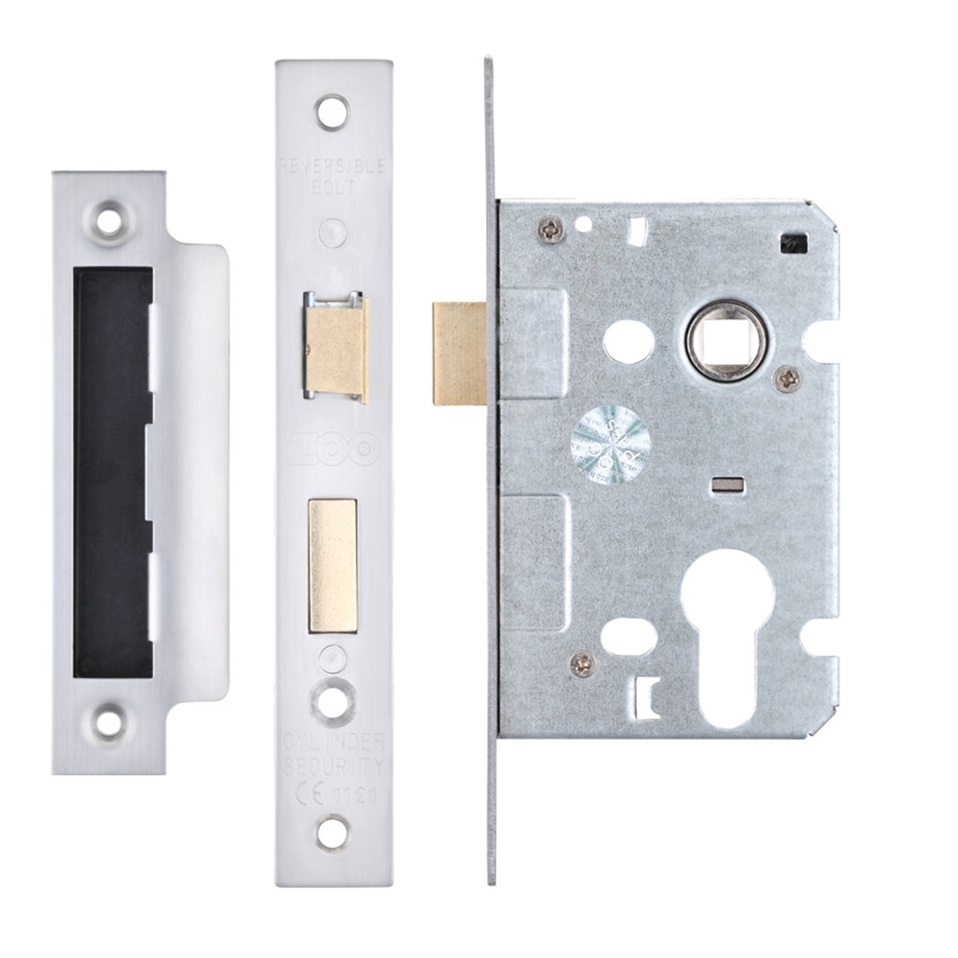 Zoo Hardware Mortice Euro Profile Sash Lock Case Body - Stainless Steel (64mm Case (44.5mm Backset))
