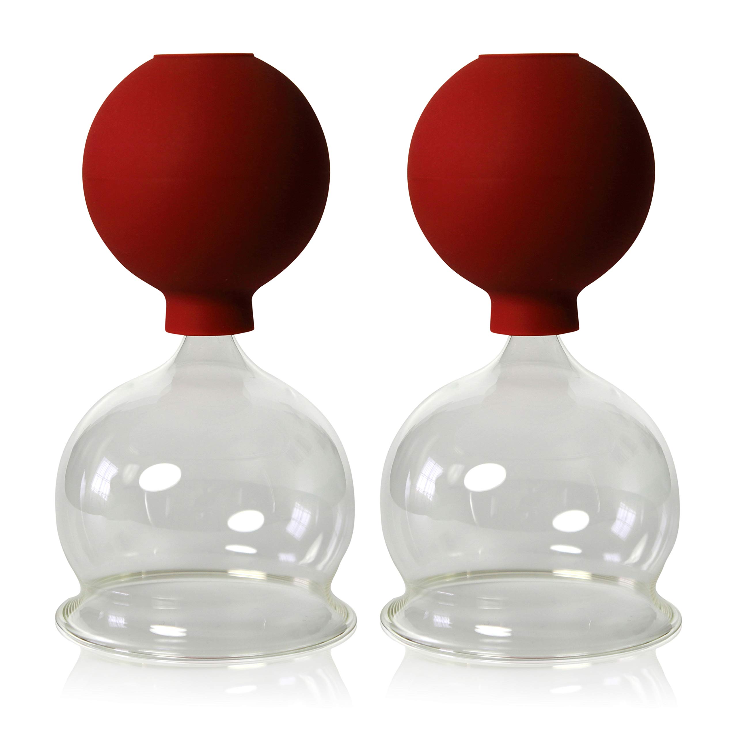 Cups with ball, 2 pieces, 70 mm for professional, medical, fire-free cupping, cupping glasses