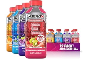 SueroX Zero Sugar Electrolyte Drink for Hydration and Recovery, Unique Blend of Electrolytes & 8 Ions, Zero Calorie Sports Drink, 21.3 Fl Oz, Variety Pack, 12 Count
