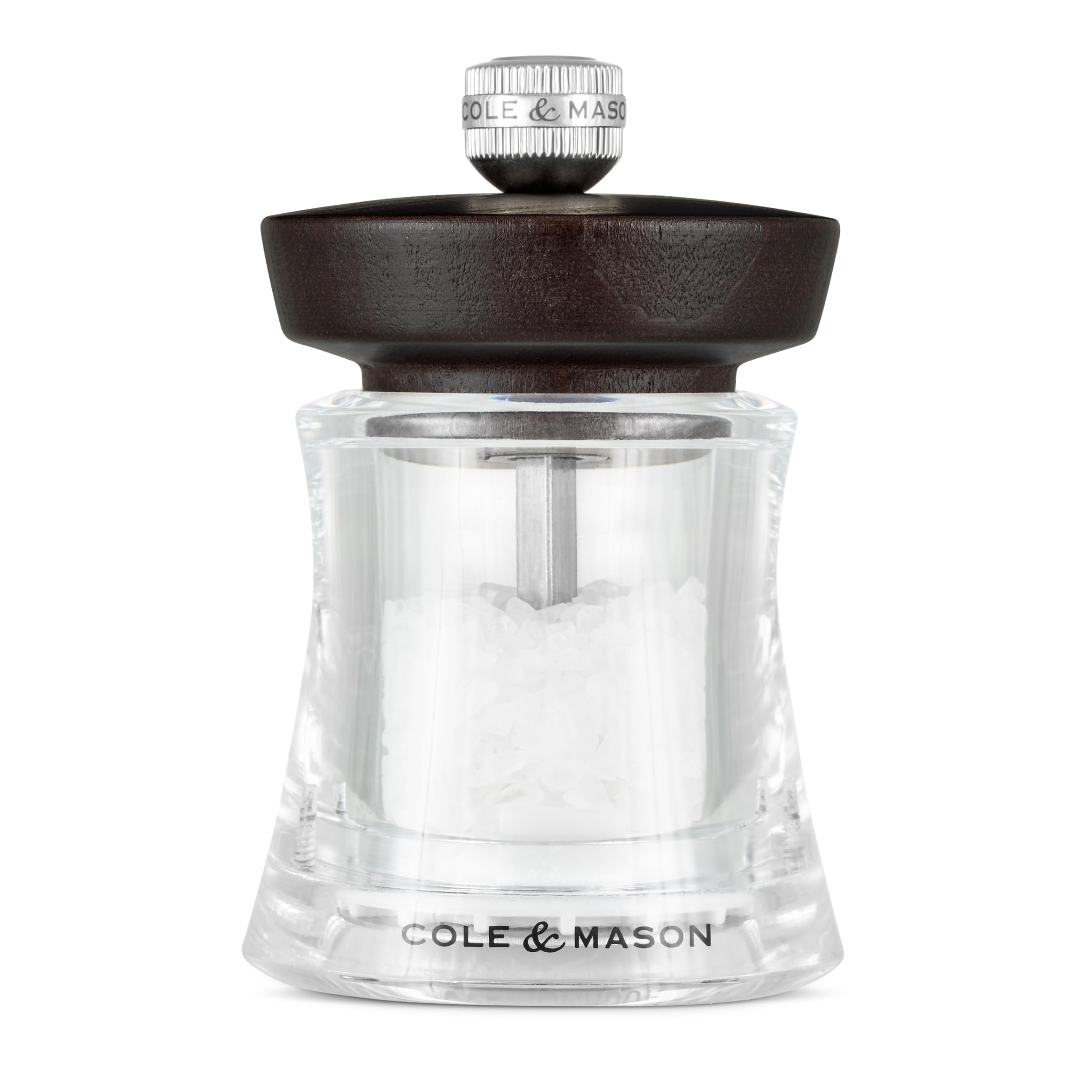 Cole & Mason Holborn Salt Mill Chocolate Beech, 95mm, Salt Grinder with Adjustable Coarseness, Non-Corroding Ceramic Mechanism, Lifetime Mechanism Guarantee