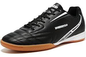 HORRSEYLLO Men's Indoor Soccer Shoes for Futsal Activities Women's Flat Outsole Trainer Rubber Shoes Athletic Training Sneaker