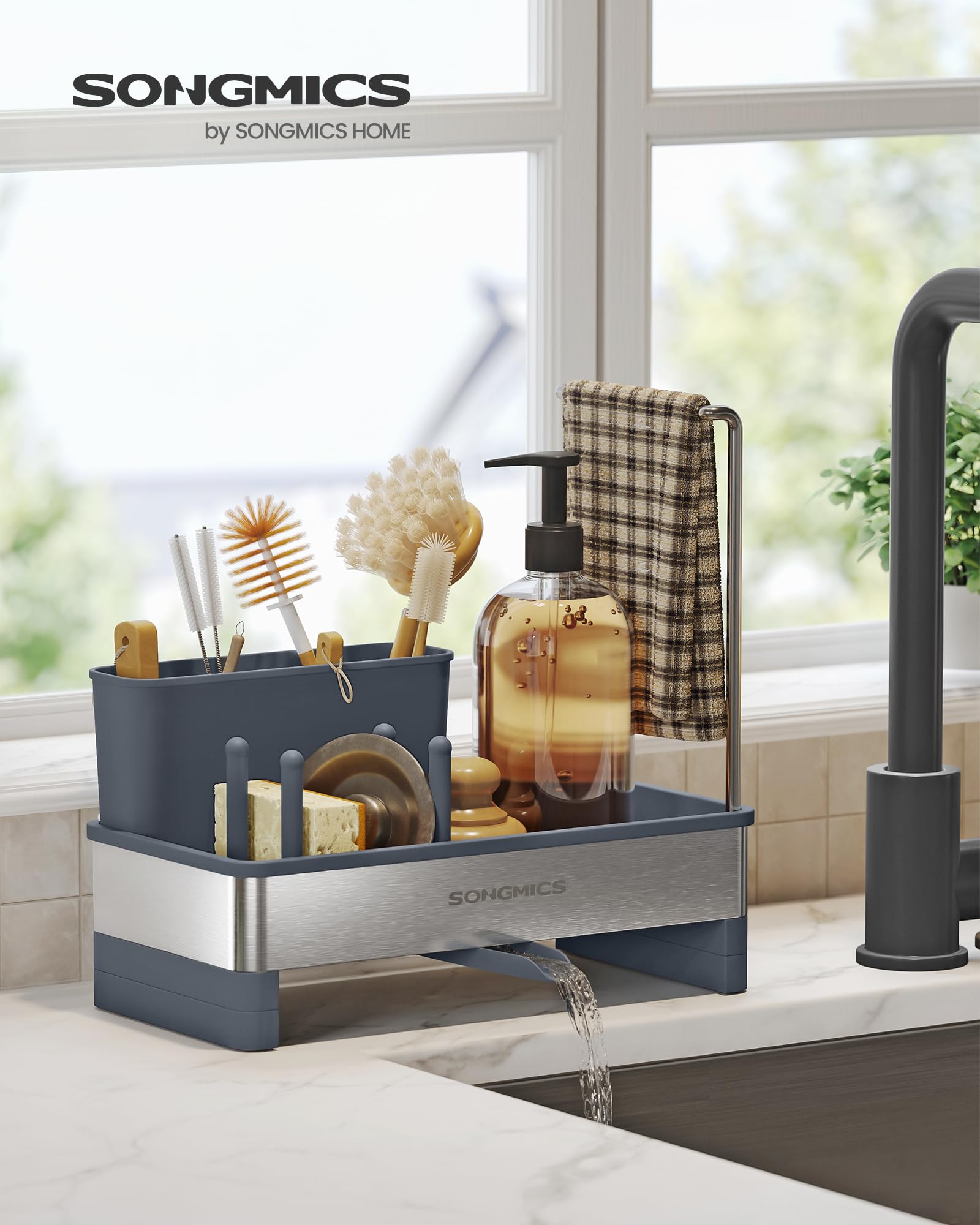 SONGMICS Spülbecken-Organizer mit Schwammhalter, Edelstahl 2