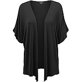 Made By Johnny Women's Kimono Style Short Sleeve Dolman Cardigan - Lightweight Open Front Summer Cover-Up
