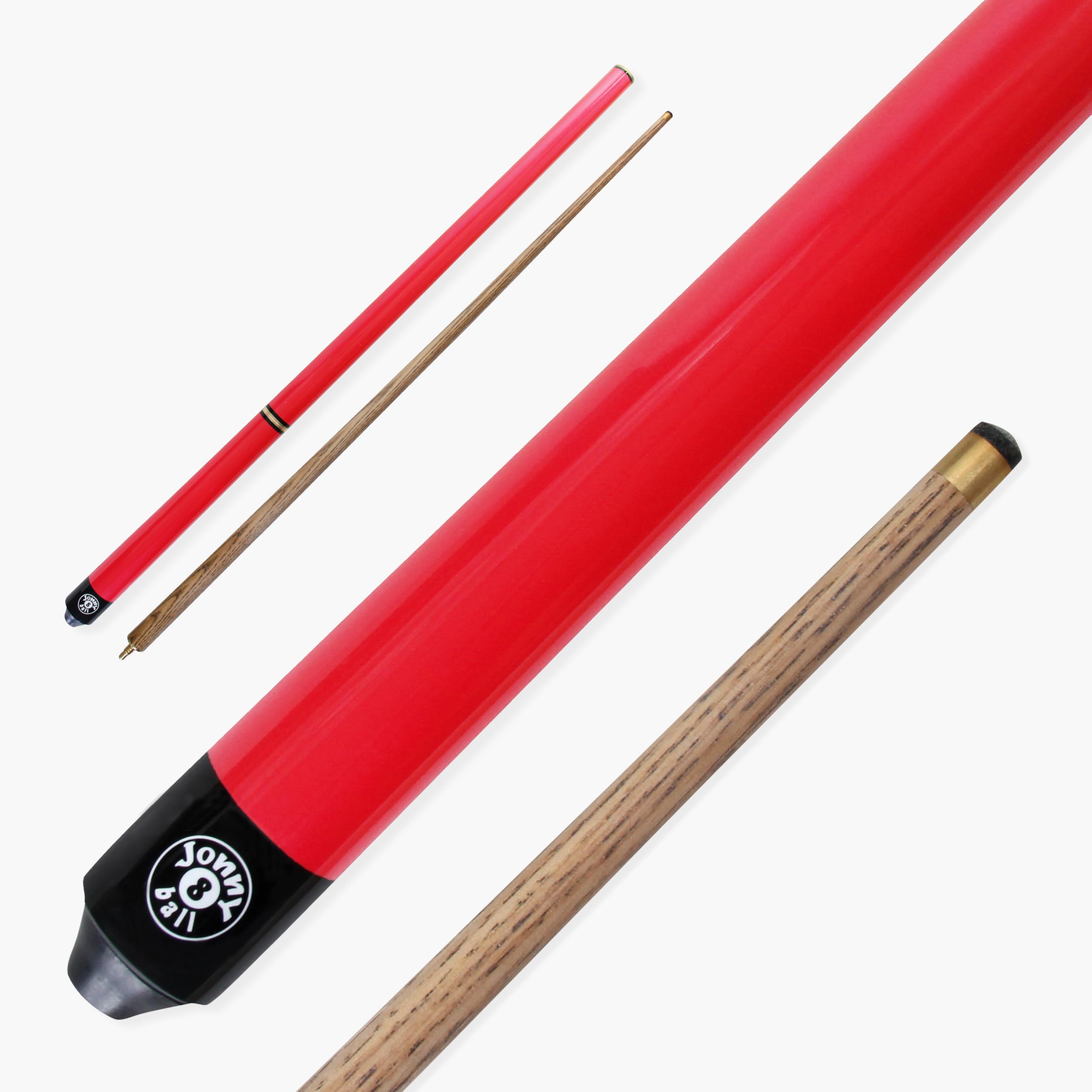 Jonny 8 Ball Junior TRIAD 48 Inch Kids 3 Section Adjustable Snooker Pool Cue - 9mm Tip (Red)