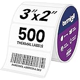 TERMIROLL 3x2 Direct Thermal Barcode Labels (500/Roll), Perforated Product & Inventory Stickers 76x51mm, Strong Adhesive with Clean, Clear Prints, Compatible with Rollo, Zebra, MUNBYN, iDPRT & JADENS