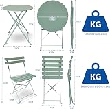 SUNMER 3 Piece Patio Bistro Set - Foldable Table & Chairs, Mint Green view 7