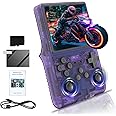 R40S Pro Handheld Game Console with 30000+ HD Classic Games, 256G Portable Retro Video Console, 3.5 Inch IPS Screen Mini Arcade Build in Dual System, 45+ Emulators, Online Battle, 3800 mAh Purple Gift