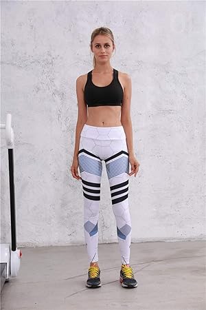 Amazon 女性のためのヨガパンツ ファッション幾何学プリントヨガパンツ女性プロフェッショナルランニングフィットネスレギンスジムスポーツタイトなズボンスリム鉛筆ヨガレギンス Duduanlian スポーツ アウトドア