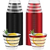 Gejoy 9 oz Happy New Year Rimmed Stripe Plastic Cups Bulk Disposable Wine Hard Plastic Drinking Cocktail Cups Tumblers for Wedding Gathering Party Supplies(Black, Red,100pcs)