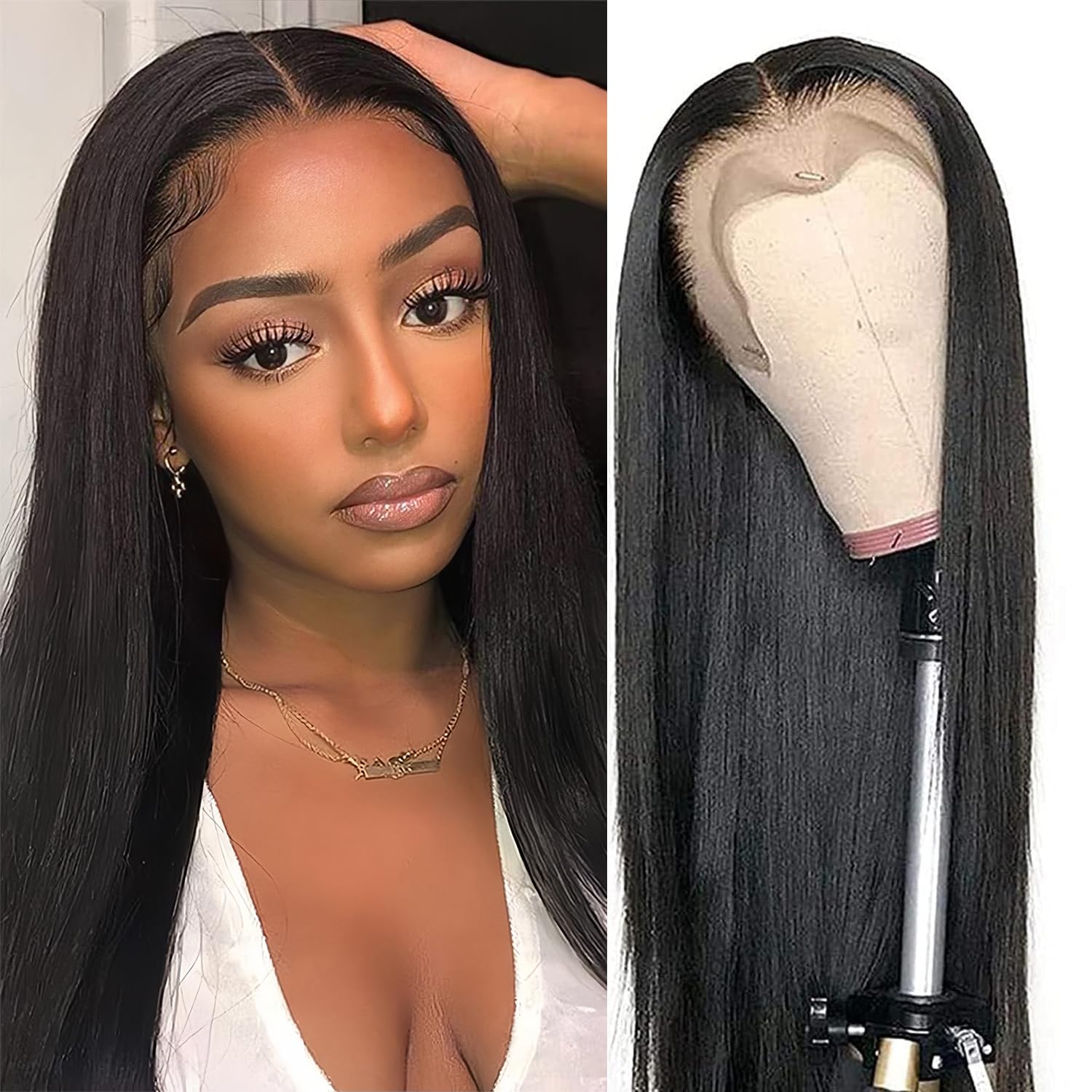 22 Inch Straight Lace Front Wigs Human Hair 13x4 Transparent Closure Pre Plucked Human Hair for Black Women — image 1