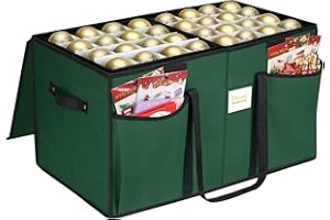 BALEINE Christmas Ornament Storage Box with Dividers, Premium Holiday Ornaments Storage Container Bin for Xmas Decorations (128 Ball, Green, Without Tray)