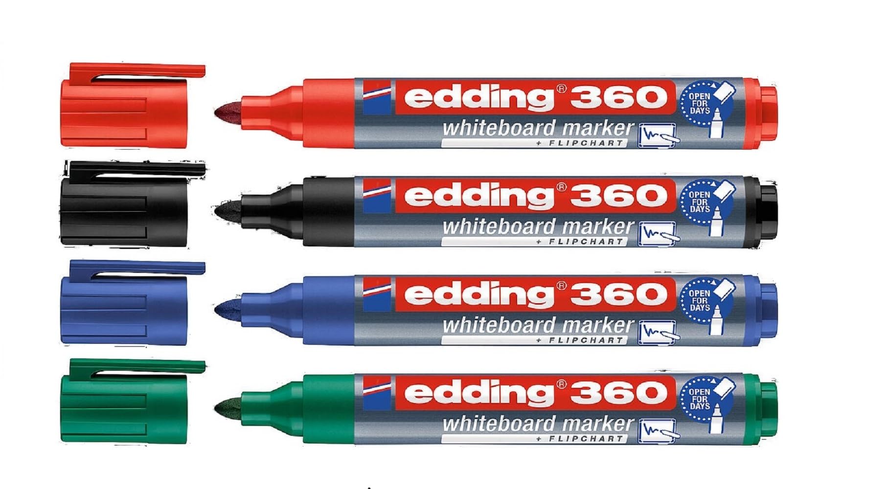 Edding 360 Multi-Coloured Whiteboard Pens - 50 Refillable Pens with Round Tip 1.5-3 mm - Dry Wipe for Whiteboards, Flipcharts, Magnetic Boards