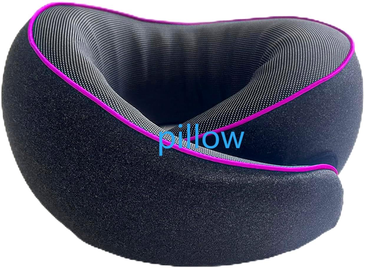 SZXYX Travel Pillows - 100% Pure Memory Foam Neck Pillow for Airplanes, Comfortable Breathable Cover, 360° Support Stowable Pillows for Sleeping, Car, Airport Travel Essentials,Purple