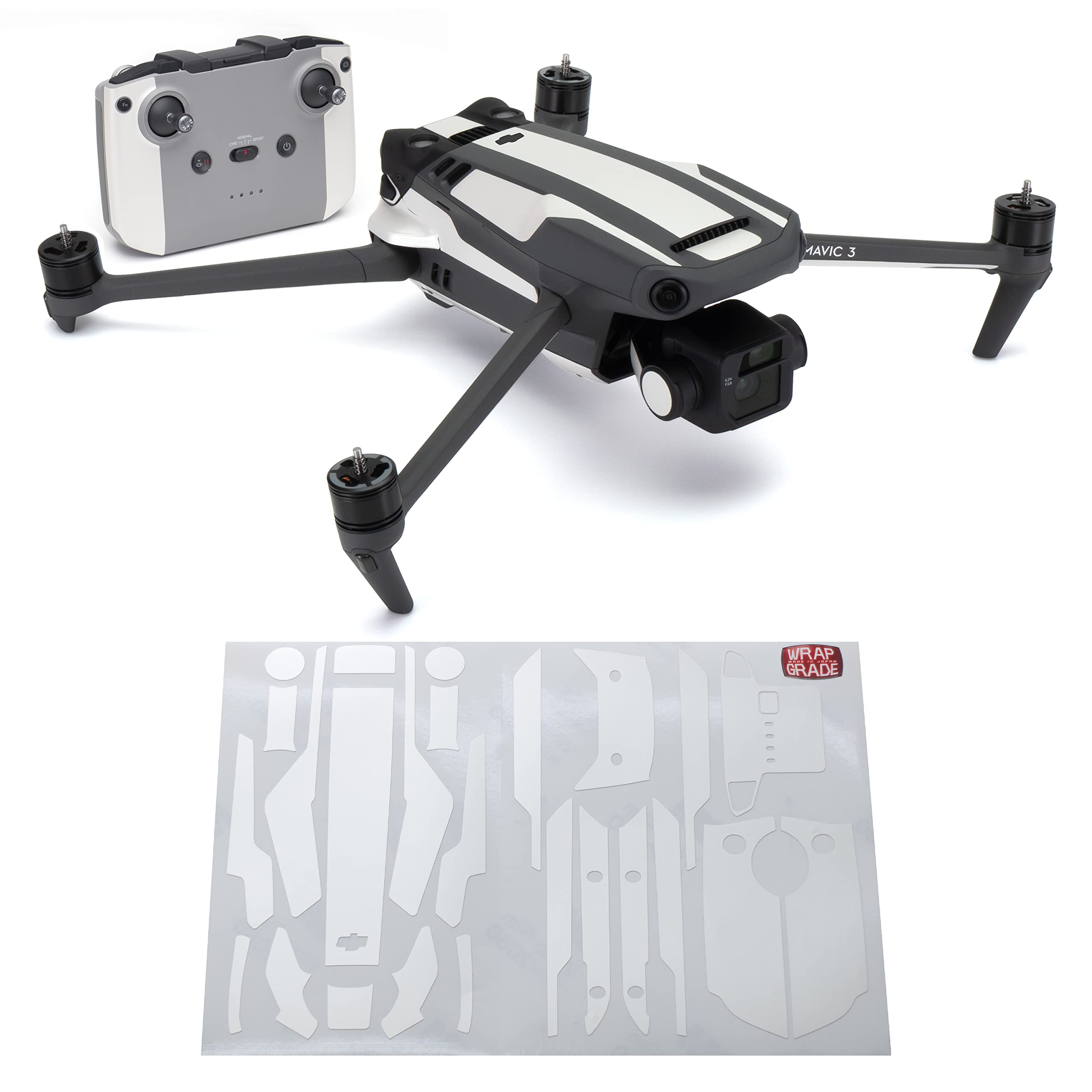 WRAPGRADE Partial Skin Stickers Compatible with Mavic 3 / Mavic 3 Classic Accent Color (MADAGASCAR PEARL)