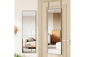 VETROVUE Door Mirror, Over The Door Full Length Mirror, 50"x16" Hanging Mirror, for Bedroom, Living Room, Entryway, Dorm, Black