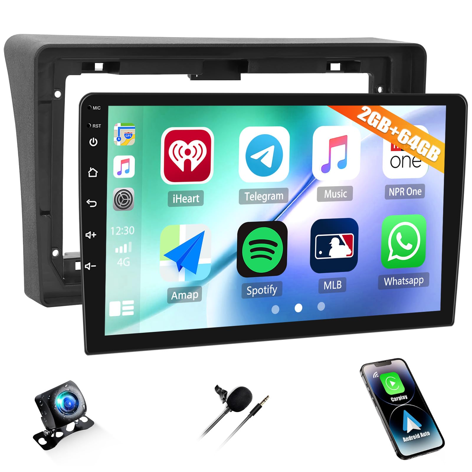 Photo 1 of 2+64G Car Stereo Radio for Nissan Frontier Pathfinder 2005-2008 with Wireless CarPlay Android Auto, 9" Touch Screen Android 13 Car Radio with GPS Navigation Bluetooth WiFi Mirror Link Backup Camera