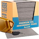 Raxwell Oil Absorbent Pads 200 Pack &ndash; 16&rdquo; x 18&rdquo; Heavy-Duty Spill Pads, 8-Layer Polypropylene, Dimpled &amp; Perforated Universal Absorbent Sheets - Garage Floor Mat for Oil, Coolant, Water &amp; Chemicals
