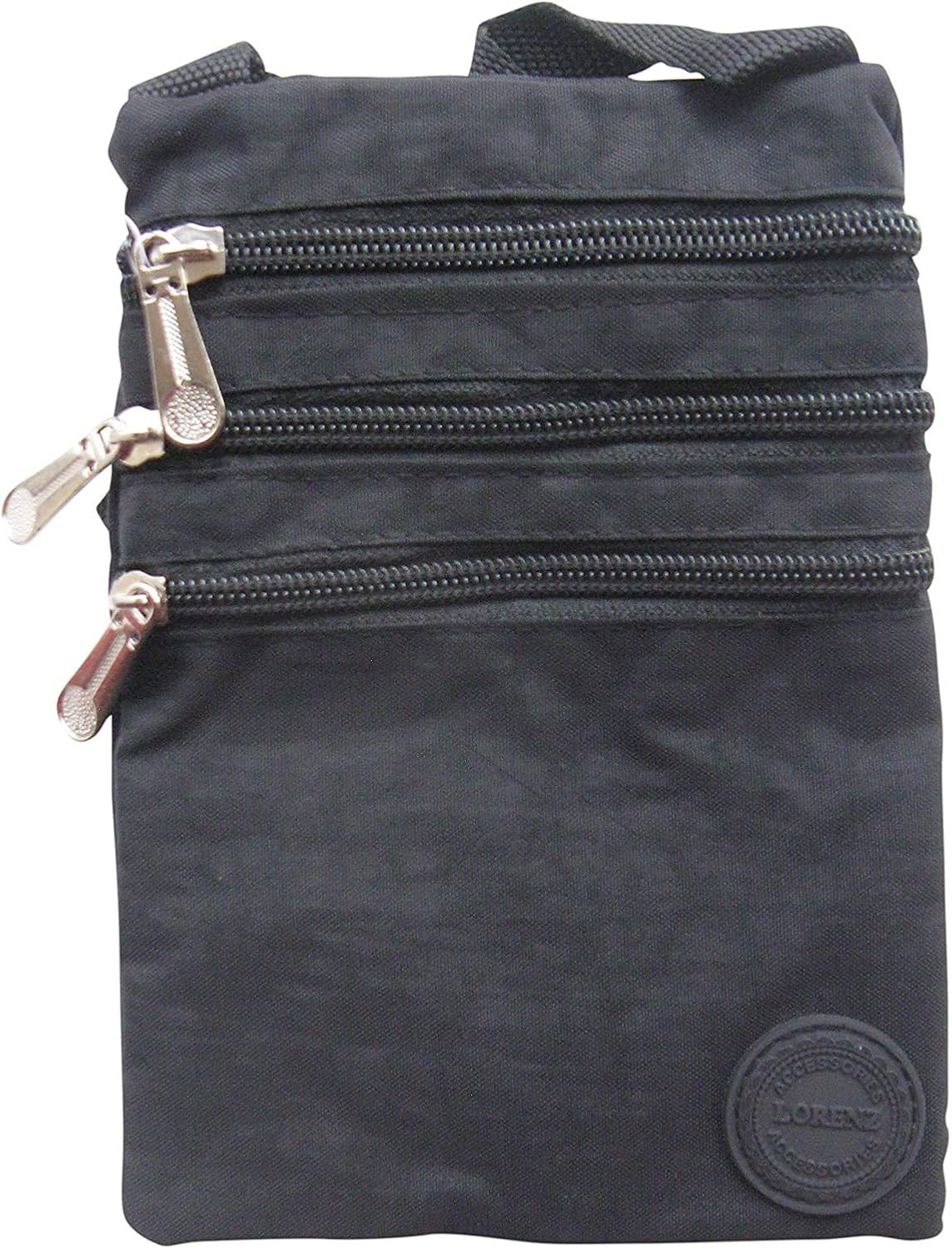 Ladies Crinkled Nylon Small Cross Body Bag Organiser - Black - Image 3