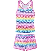 Belovance Girls Swimsuit Two Piece Tankini Bathing Suits Racerback Swimwear with Shorts Sport Kids Teen Beach Wear 5-14 Years