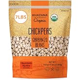 Khazana Organic Chickpeas 7lb - Garbanzo Beans | Non-GMO, Gluten Free &amp; Kosher | Authentic Lentils From India
