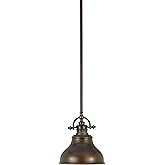 Quoizel Emery 1-Light Palladian Bronze Mini Pendant Light, Metal Shaded Room Light, Classic Design Ceiling Light, Sloped Ceil