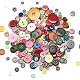 About 330 Resin Buttons of Various Specifications, Handmade Buttons, Sewing DIY Handicraft Buttons, Hand-Painted Decorative Buttons Multicolor Series
