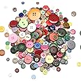 About 330 Resin Buttons of Various Specifications, Handmade Buttons, Sewing DIY Handicraft Buttons, Hand-Painted Decorative B