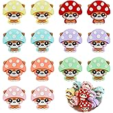 WEWAYSMILE 14Pcs Cute 3D Silicone Beads for Keychain Making Mushroom Dog Focal Beads for DIY Beaded Pens Jewelry Bracelet Lanyard Making
