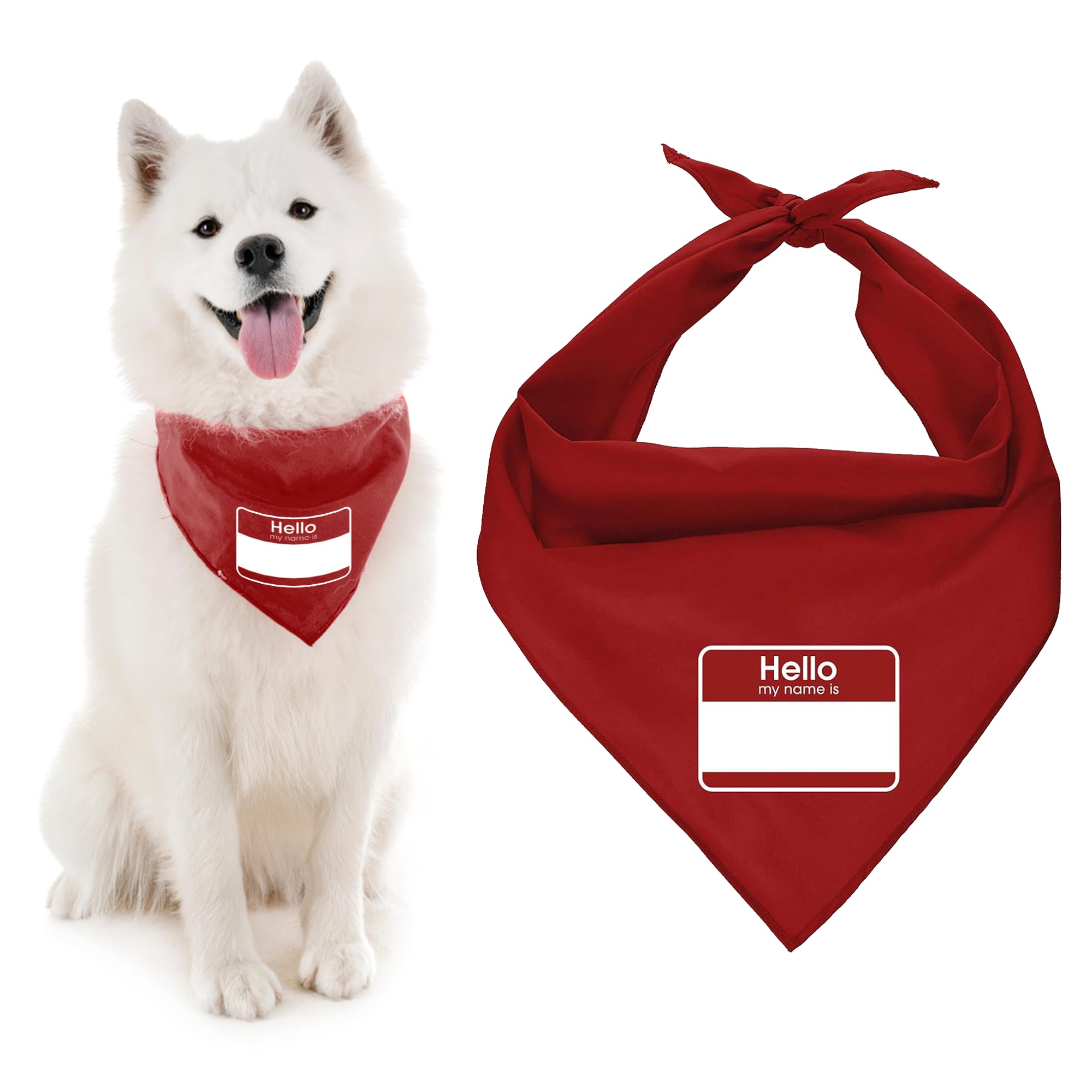 Parisian Pet Dog Bandana for Dogs and Cats - Dog Bandanas Large and Small Kerchief Scarfs - Dog Bandanas Hello My Name Is
