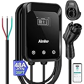 AIMILER Level 2 Electric Vehicle (EV) Charger(WiFi APP/Plug-Play), 48A, 25ft Cable ETL Certified, 240V Hardwired(No Plug) EVSE w/ J1772 Connector EV Electric Car Charging Stations for Home Level 2