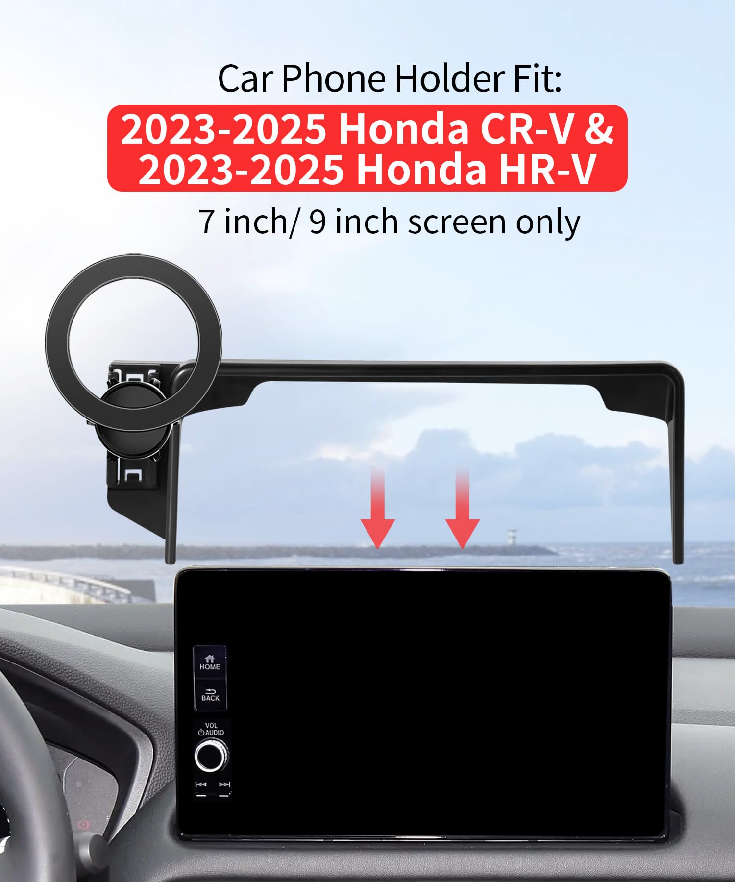 MaserWeller Car Phone Holder for Honda HR-V 2023-2025 Accessories/CR-V 2023 2024 2025 Accessories 7/9-inch Screen Fixed Clip, Phone Mount Compatible with MagSafe, 360° Rotation Cell Phone Holder