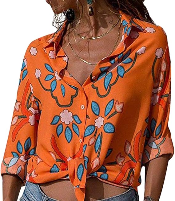 orange chiffon shirt