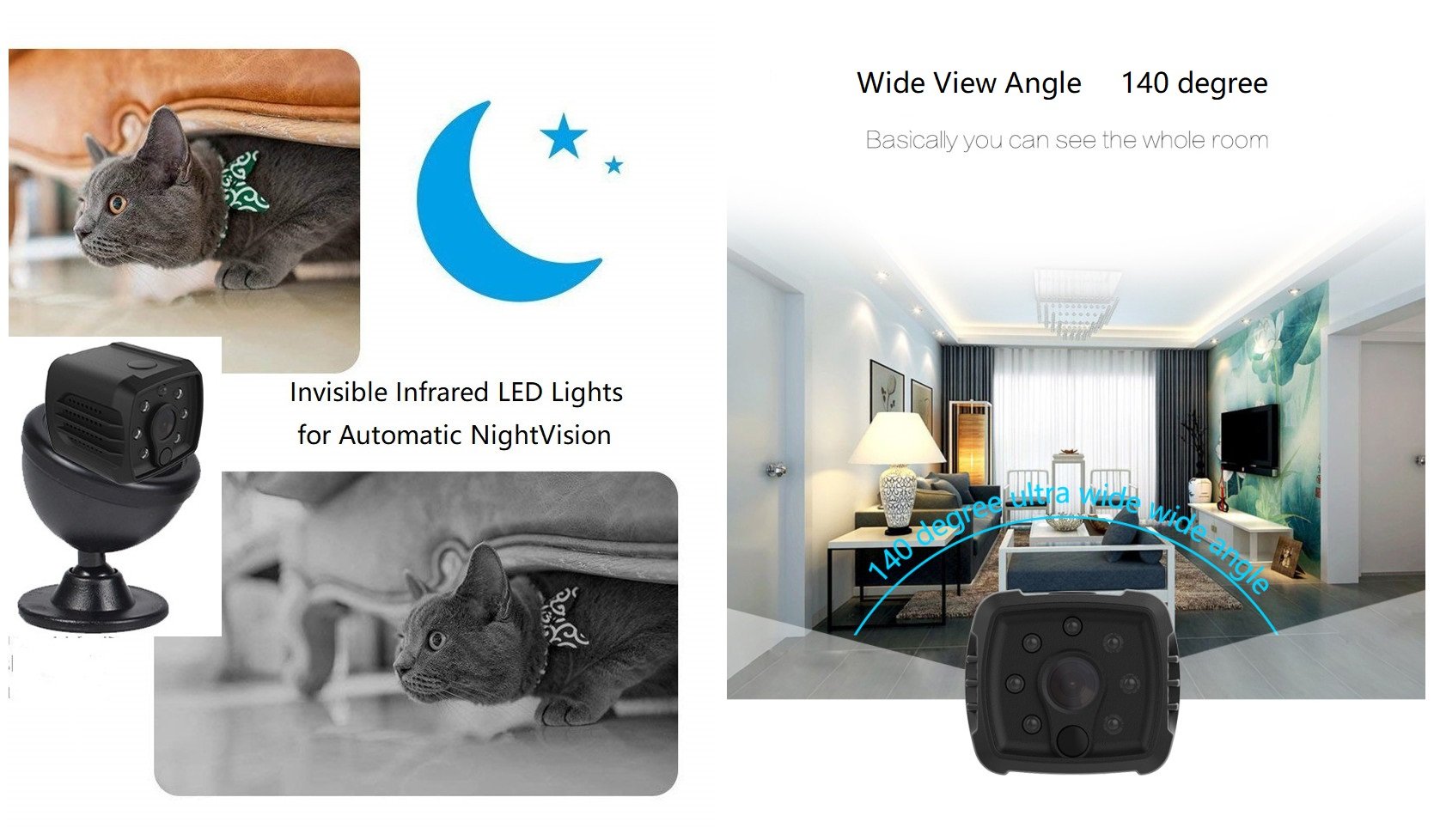 Versatile Dash Cam Wifi with Battery Rear View Camera 1080P with Magnet Audio support SD Card recording Motion Detection/Night Vision For Smart Phone/Pad/PC Mini Hidden Camera Baby Monitor Nanny Cam