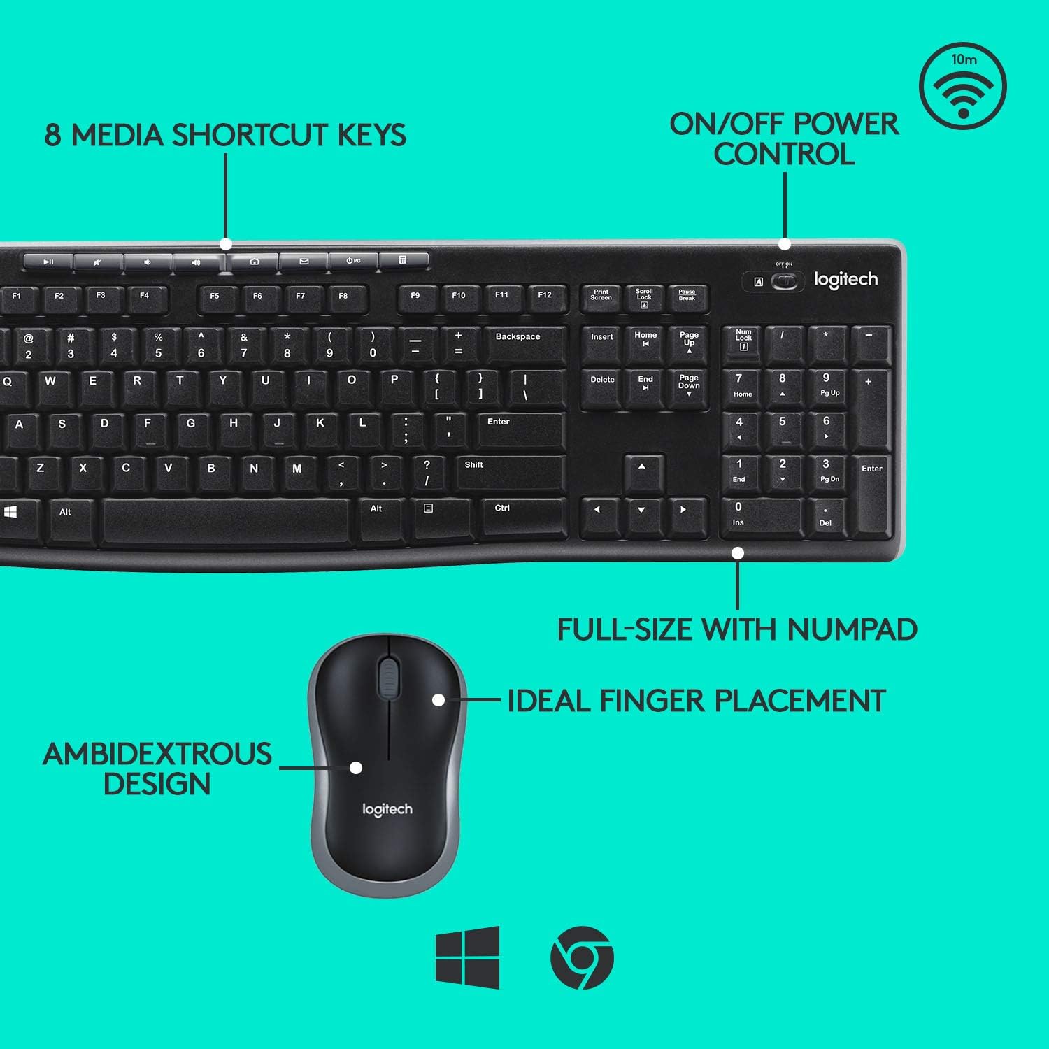 Logitech MK270 Wireless Keyboard and Mouse Combo - Keyboard and Mouse Included, 2.4GHz Dropout-Free Connection, Long Battery Life (Frustration-Free Packaging): Computers & Accessories