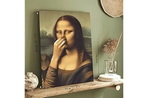 Mona Lisa Bathroom Art, 30x40cm, Mona Lisa Holding Her Nose, Humor Whimsical Home Decor Poster, For Restaurant Hotel Garden I