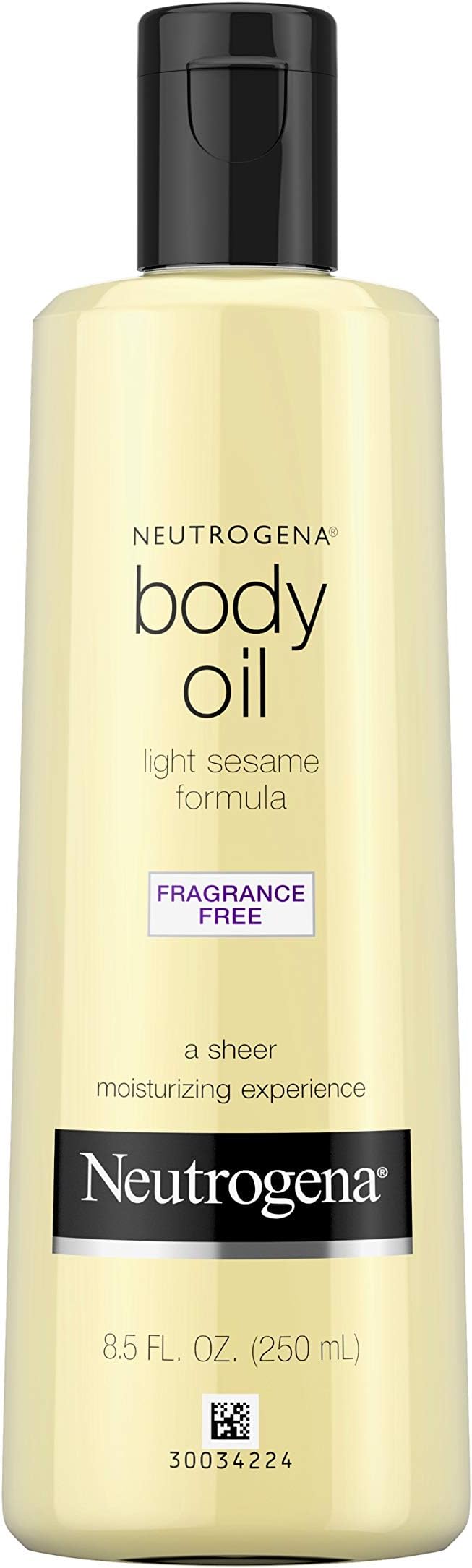 Neutrogena Fragrance-Free Lightweight Body Oil for Dry Skin, Sheer Moisturizer in Light Sesame Formula, 8.5 fl. oz
