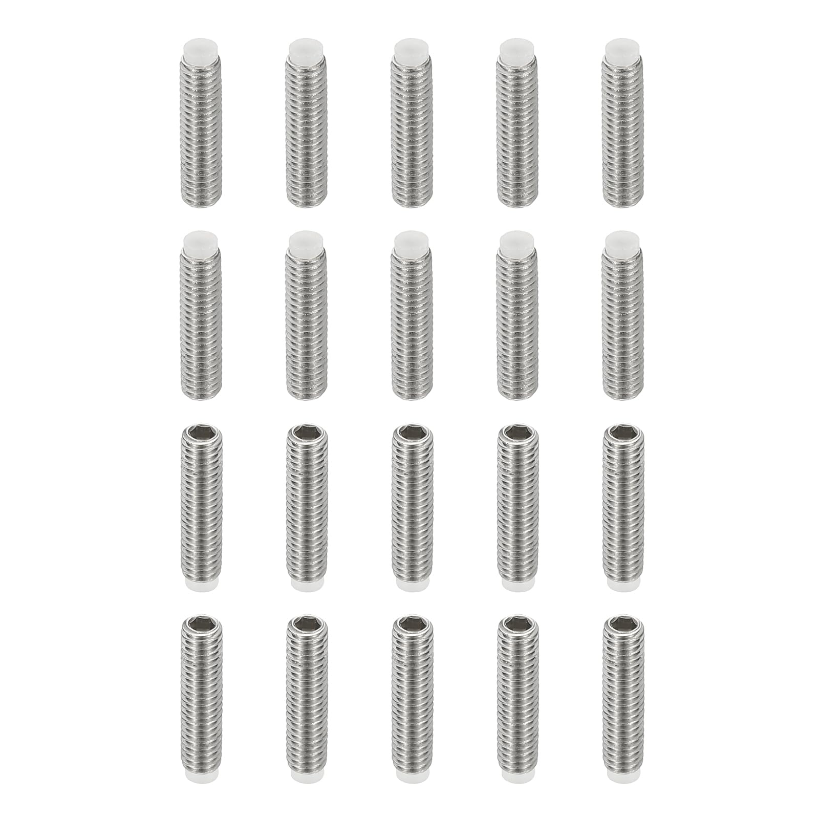 PATIKIL M4x16mm Nylon Tip Grub Screw, 20pcs 304 Stainless Steel Metric Hex Socket Head Cup Point Anti Slip Set Screws Internal Hex Drive Hardware — image 1
