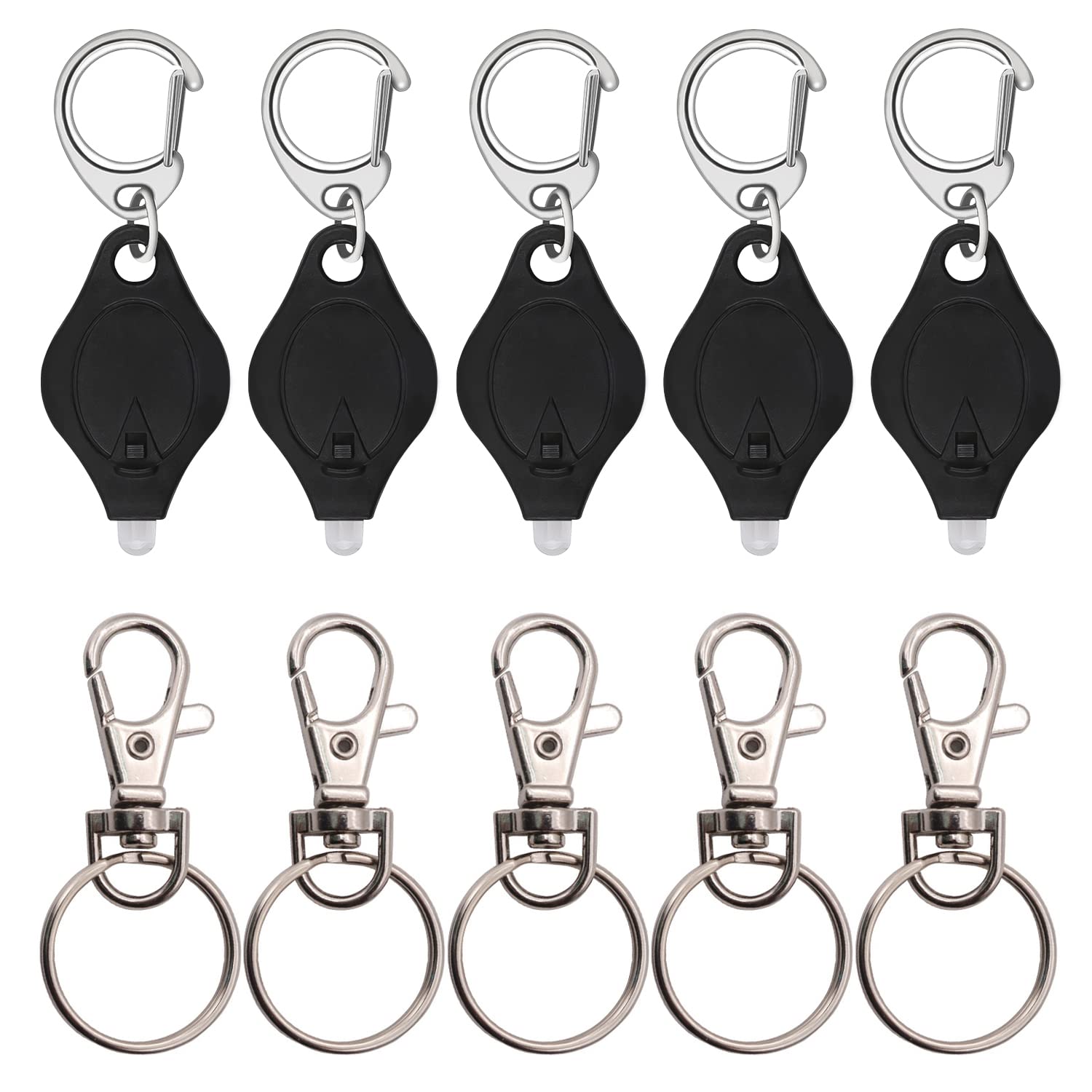 NINVVS 5 pcs Black Key Lights, with 5 pcs Metal Key Rings, Portable mini Flashlight, Backpack lamp Pendant, Practical Lighting Tools, Suitable for Outdoor Travel, Night Walking and Emergency
